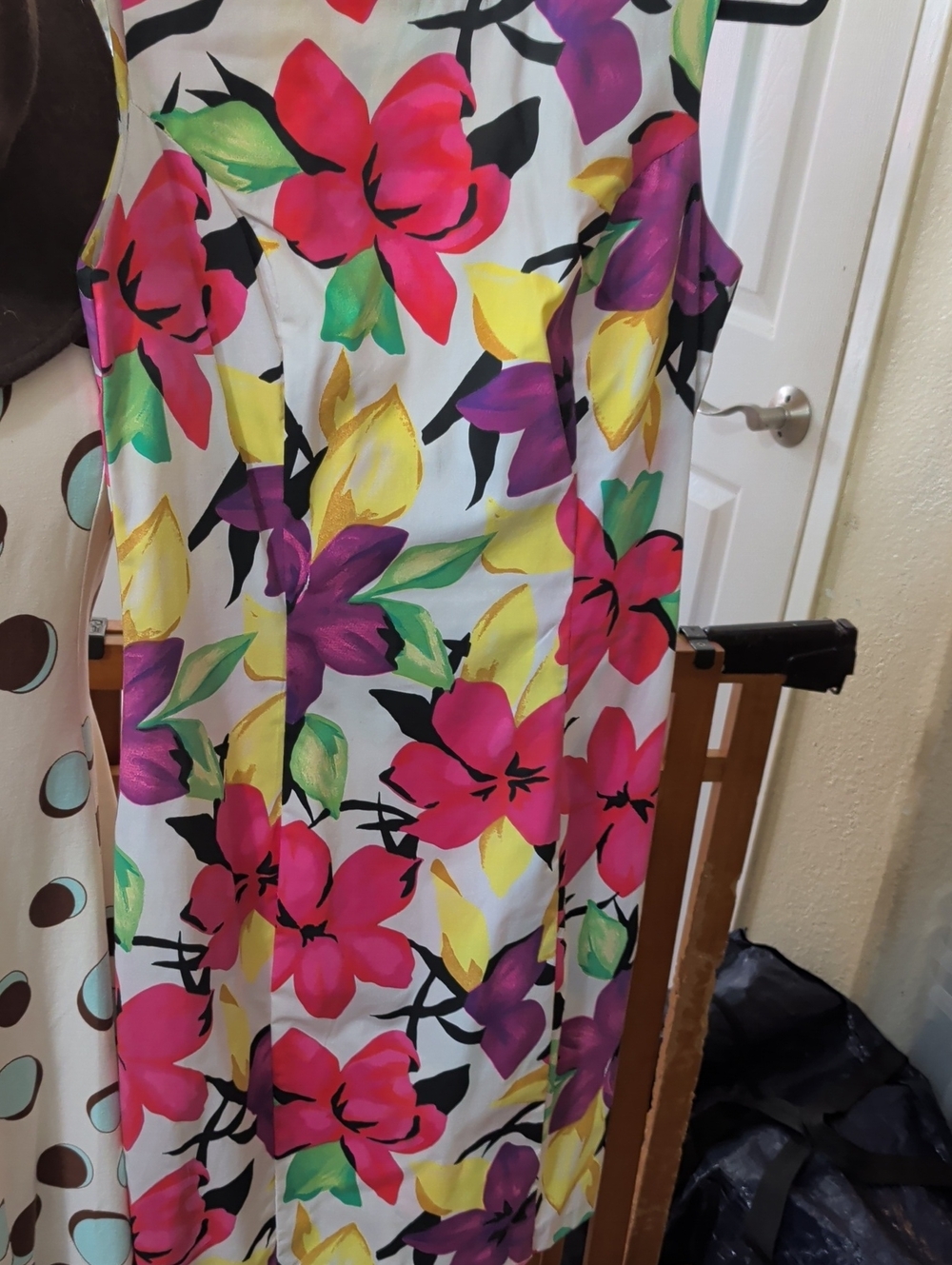 Floral Print White A-Line Women's Skirt - Pink, Yellow, Purple